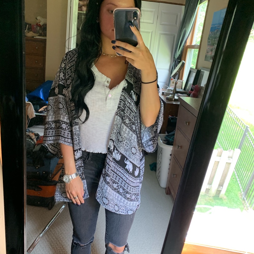 Cover up elephant print top